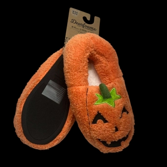 New DearfoamJack O Lantern  Face Plush Slippers Unisex W11-12 M9-10 Oran… - Picture 3 of 16